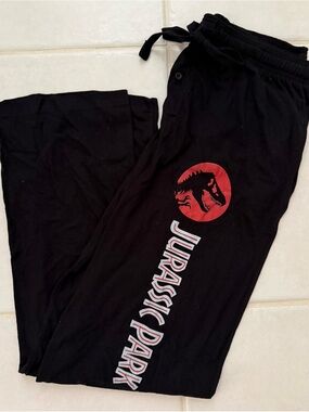 Jurassic Park Black Logo Adult Lounge Pants Size Medium NWOT